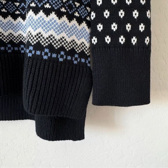 T by TALBOTS Thermolite Snap Button Mockneck Sweater Fair Isle Nordic Cozy - Picture 7 of 9